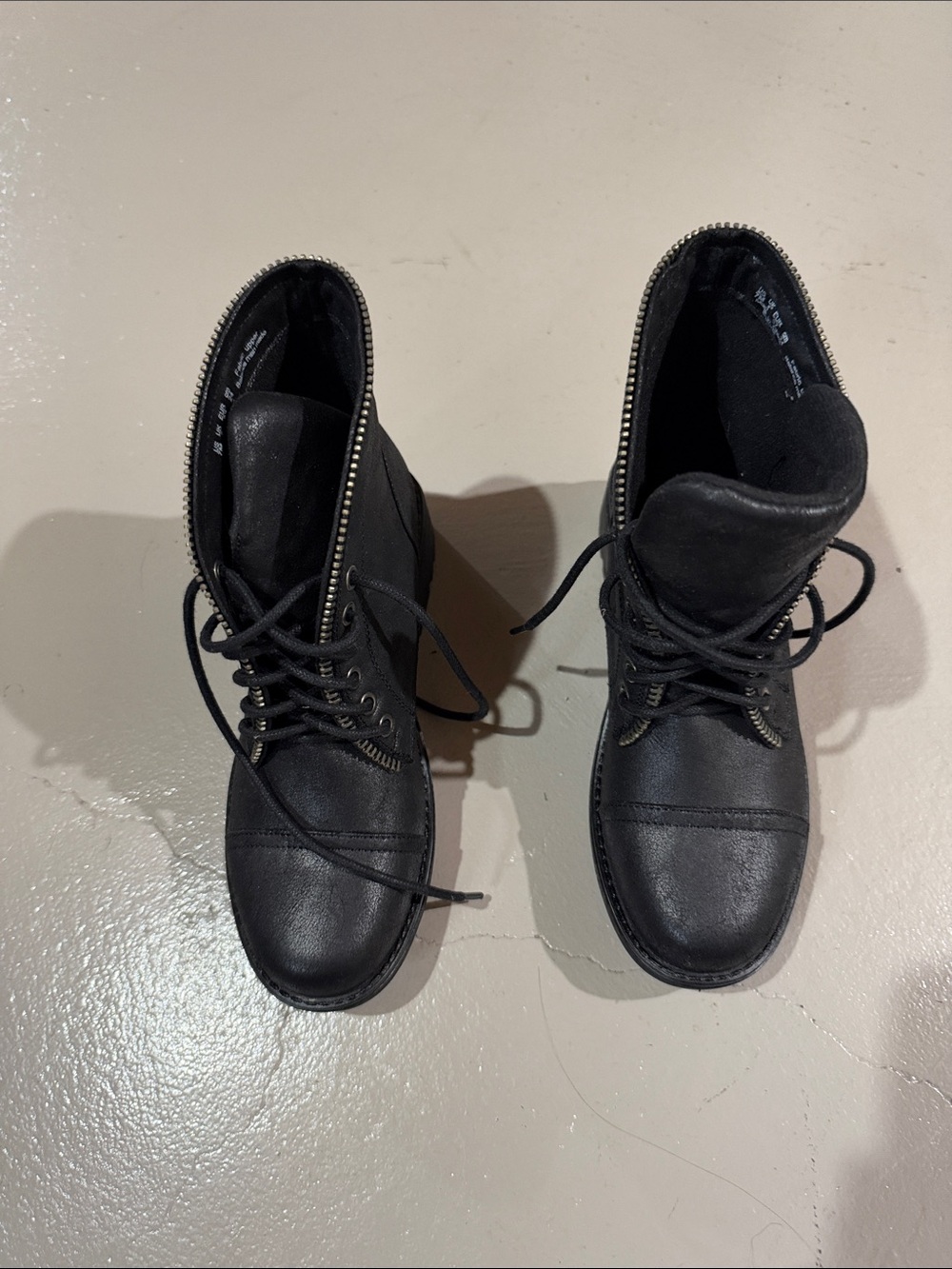 Carlos by Carlos Santana Black Lace-Up Ankle Booties with Zipper Trim never worn